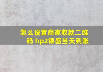 怎么设置商家收款二维码 hp2银盛当天到账